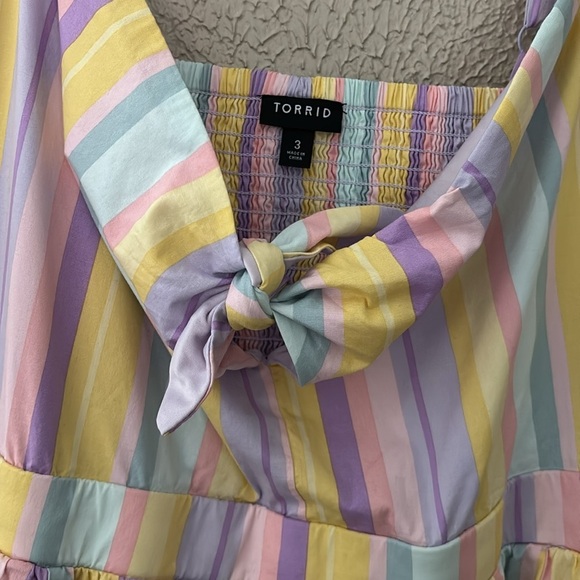 Womens Plus Torrid Mini Poplin StripeTie-Front Skater Dress, 3/3X, Spring Summer - Picture 2 of 7